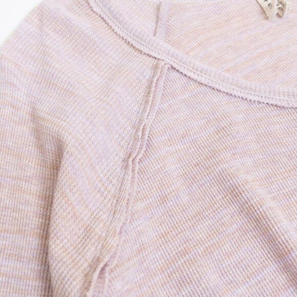 Free People We The Free Peplum Thermal Top Pink Lavender Long Sleeve Henley - Picture 7 of 14